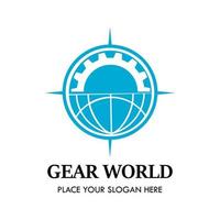 Gear World logo design template illsutration. there are gear and world. this is good for industrial, factory, education, development, travel etc vector