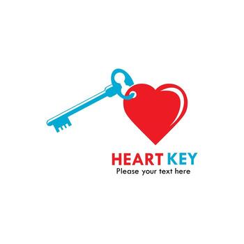 Heart key logo design template illsutration. there are key and heart vector