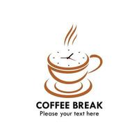 Coffee break logo design template illustration. There are time and coffee vector