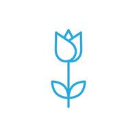 eps10 vector azul tulipán flor línea abstracta icono de arte o logotipo aislado sobre fondo blanco. símbolo de contorno de flor de tulipán en un estilo moderno plano simple y moderno para el diseño de su sitio web y aplicación móvil