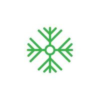 eps10 green vector snowflake or winter season abstract art icon isolated on white background. snowflake symbol in a simple flat trendy modern style for your website design, logo, and mobile app