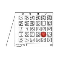 Calendar icon. Monthly planning. Vector illustration in doodle style