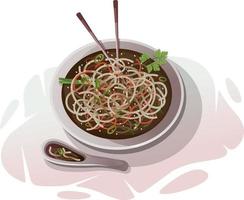 Delicious Asian noodle soup vector