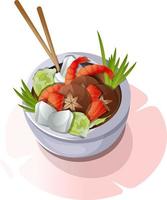 Delicious Japanese dish with different ingredients vector