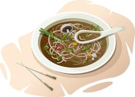 Delicious asian udon noodles vector