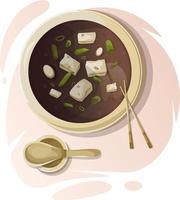 Japanese delicious and fragrant miso soup vector