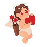 cupido con corazon y flechas vector