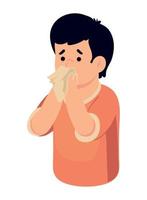 sick man with tissue paper vector