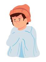 sick man with hat and blanket vector