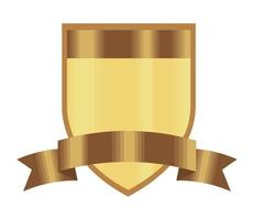 golden shield and ribbon vector