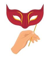 hand with carnival mask vector