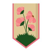 pink flowers icon vector