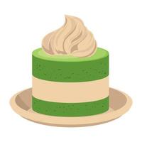 matcha cake with cream vector