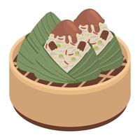 zongzi en plato de bambú vector