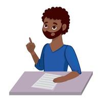 afro man learning with papers vector