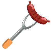 bbq sausage in fork vector