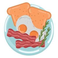 breakfast bacon egg and bread vector