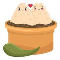 cute zongzi in a sauce vector