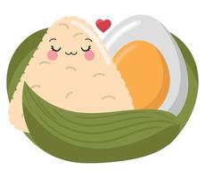 tasty zongzi and egg vector