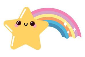 rainbow star kawaii weather vector