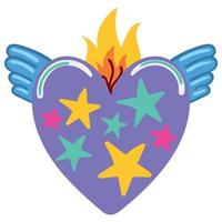 heart with wings and flame vector