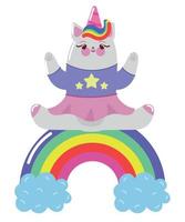 kawaii unicorn and rainbow vector