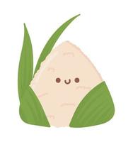 cute zongzi in leaf bamboo vector