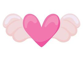 heart with wings valentines day vector