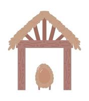 hut and cradle manger vector