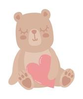 cute bear with heart vector