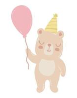 cute bear with party hat vector