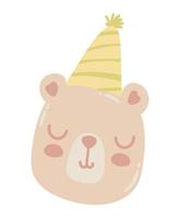 cute bear face with party hat vector