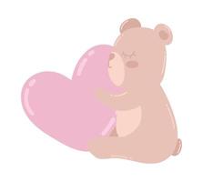 cute bear hugging heart vector