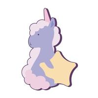 unicornio kawaii con estrella vector