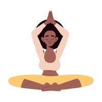 mujer en pose de yoga de meditación vector