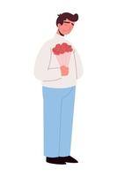 man with flowers vector