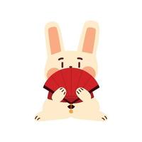 rabbit with chinese fan vector