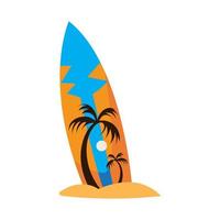 tabla de surf con palmeras vector