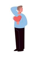 man with heart in hand vector