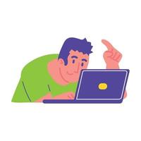 man using laptop vector