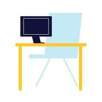 workspace computer and desk vector