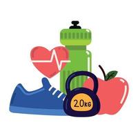 fitness estilo de vida peso y fruta vector