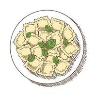 icono de comida ravioli vector