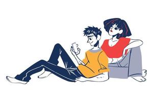 young couple chilling vector