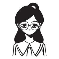 anime girl with eyeglasses vector