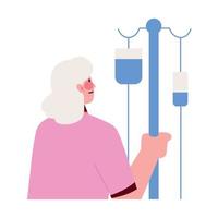 woman with medical iv bag vector