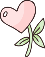 Heart flower with leaves png