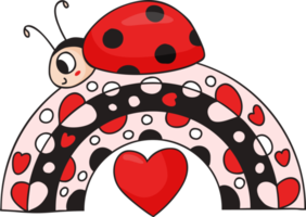 coccinelle mignonne sur arc-en-ciel png