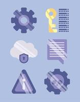 cyber security, icons set vector