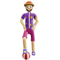 personnage d'été 3d avec ballon png